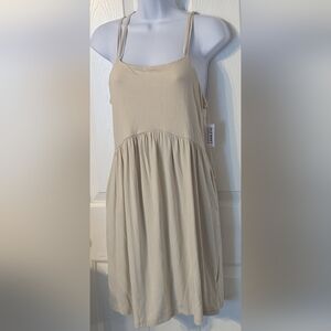 Old Navy cream cross strap dress with pockets  Sz: S NWT